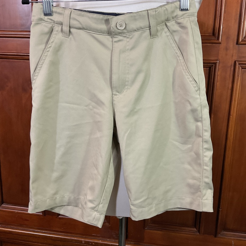 French Toast Boys Khaki Uniform Golf Shorts Size 12 26” Waist 9” Inseam Lknw Mus